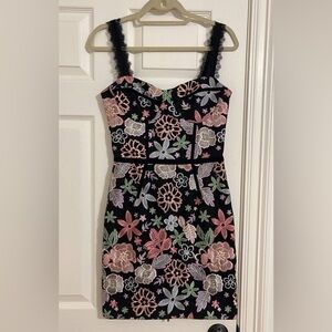 Floral Embroidered Black Dress